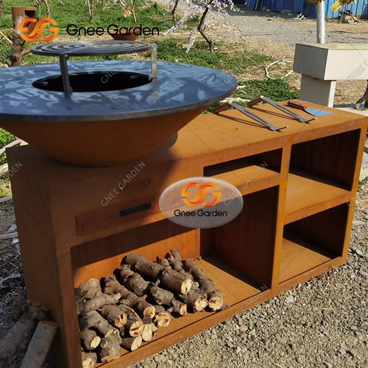 정원 불 구덩이 바베큐 Corten 강철 무연