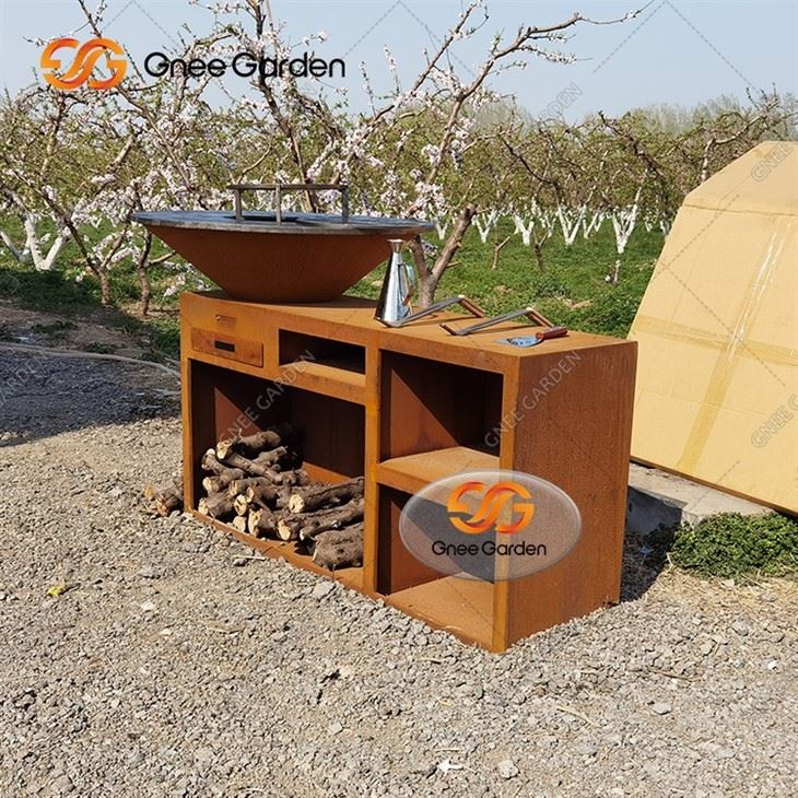 Garden Fire Pits Barbecue Corten Steel Smokeless