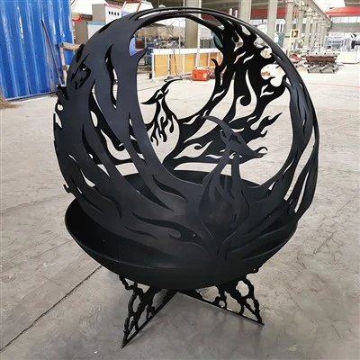 테라스 정원 캠핑 야외 강철 화재 구덩이 Corten 강철 공 화재 구덩이 레이저 새겨진 화재 구덩이 공