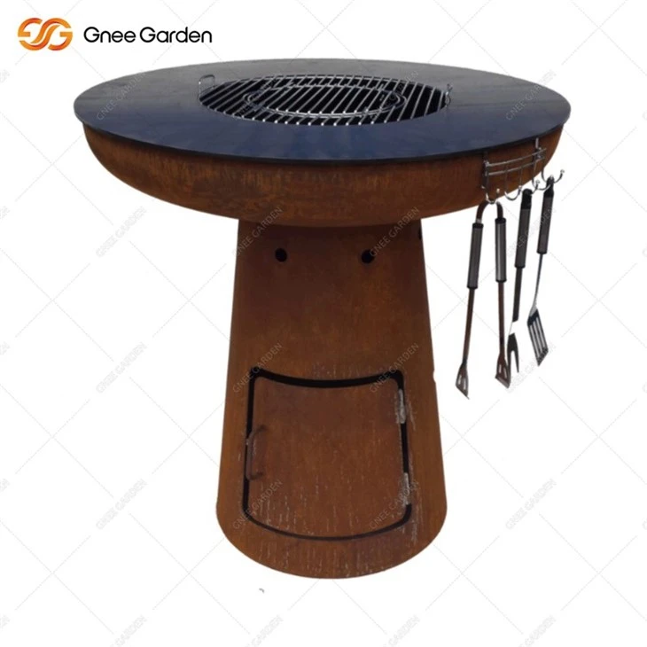 Garden Weathering Steel Circle Plancha Smokehouse BBQ Grill 