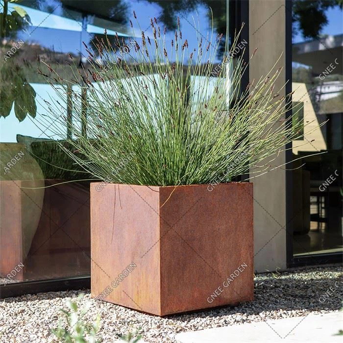 Courtyard Landscape Corten Steel Rusty Cone Metal Decoration Planter