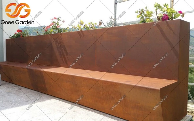 Garden corten steel bench Garden corten steel bench